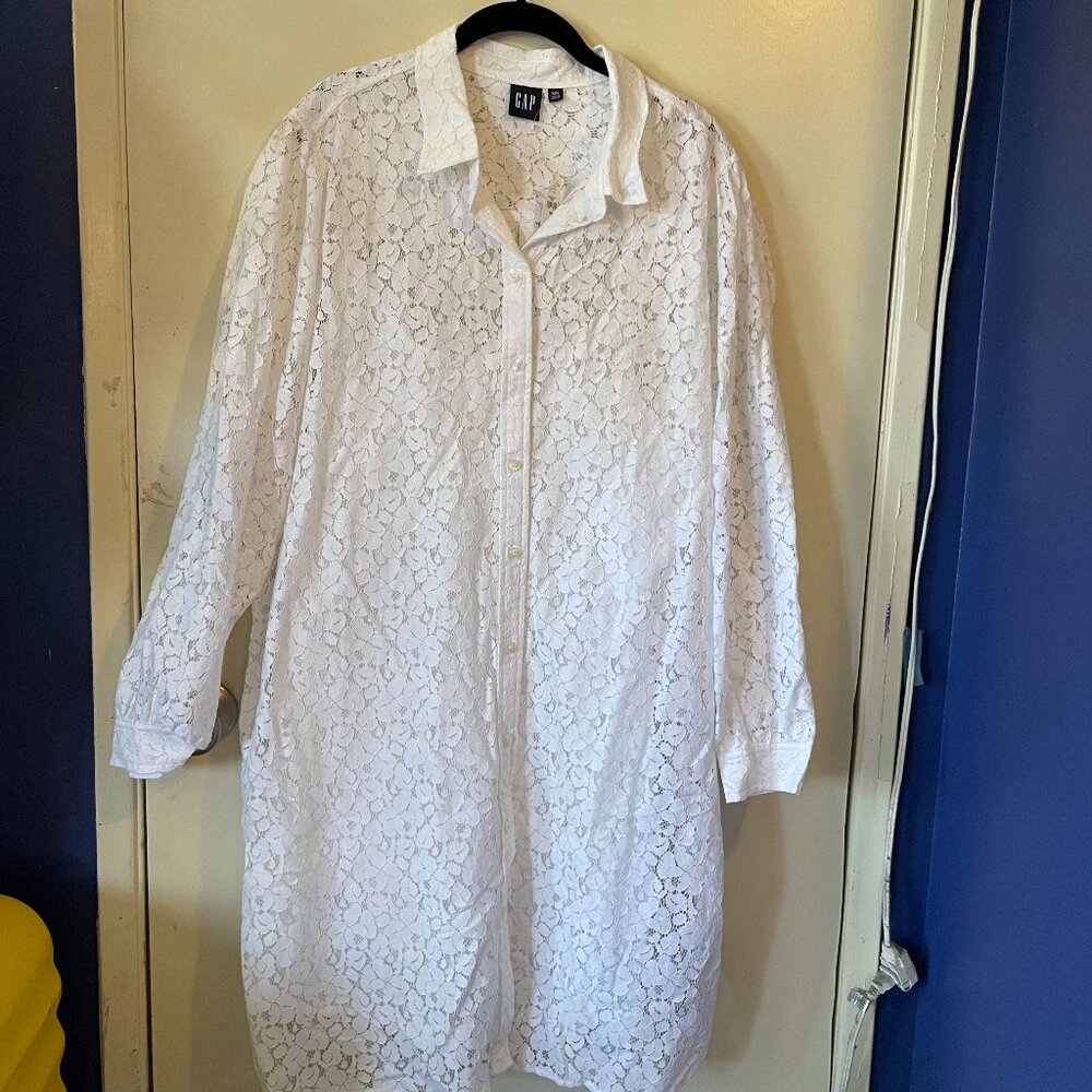 NWT Gap White Lace Shirt Dress